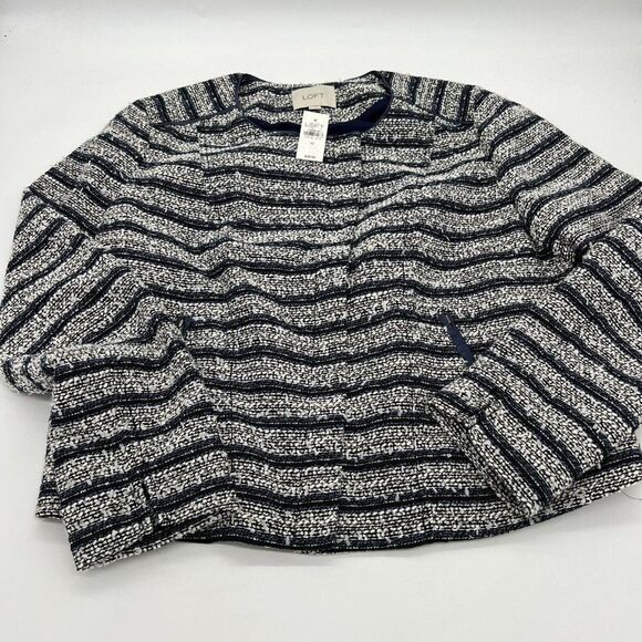 Ann Taylor Loft Blue Tweed Zip Jacket size 12 NWT - Picture 1 of 6
